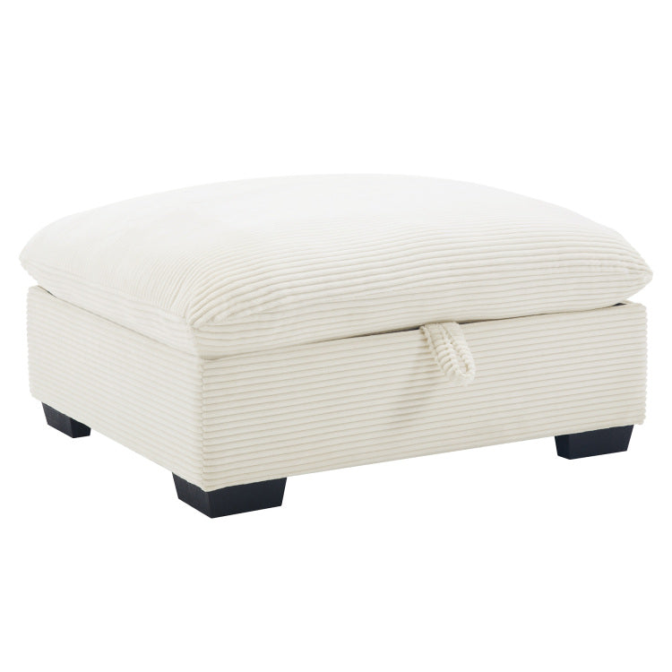 Corduroy Fabric Ottomans Footrest To Combine With 2 Seater Sofa, 3 Seater Sofa And 4 Seater Sofa, Beige Corduroy
