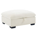 Corduroy Fabric Ottomans Footrest To Combine With 2 Seater Sofa, 3 Seater Sofa And 4 Seater Sofa, Beige Corduroy