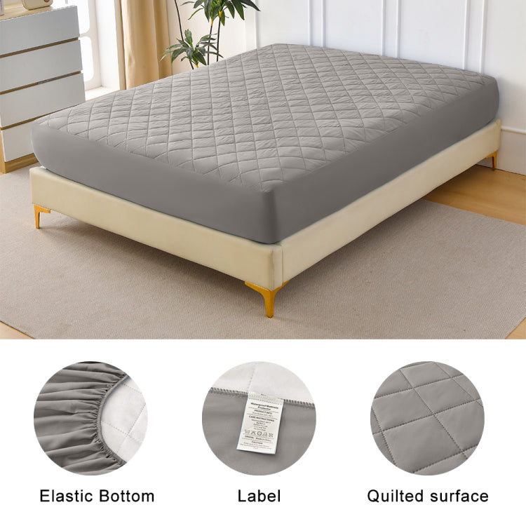 Diamond Grid Ultrasonic Waterproof Mattress Protector Gray Size K