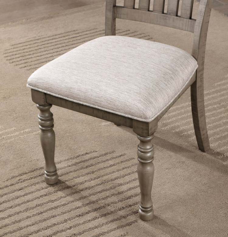 Transitional Style 2Pcs Side Chairs Antique Gray Solid Wood Gray Fabric Dining Room Furniture Chair Turned Legs
