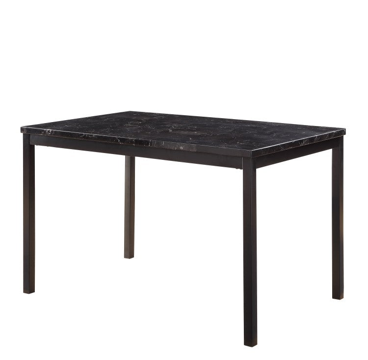 1Pc Dining Table Black Faux Marble Top Casual Dining Room Furniture Metal Frame