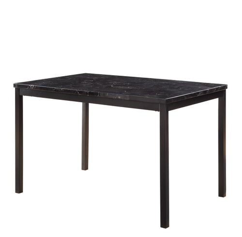 1Pc Dining Table Black Faux Marble Top Casual Dining Room Furniture Metal Frame