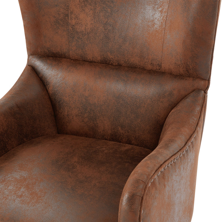 Hi Back Vintage Distressed Lounge Chair With Ottoman,Classic Tufted Design & Nailhead Trim For Living Room, Study, Bedroom