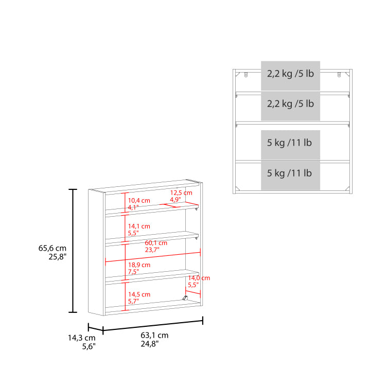 Medicine Cabinet, 2 Doors, 4 Shelves, White