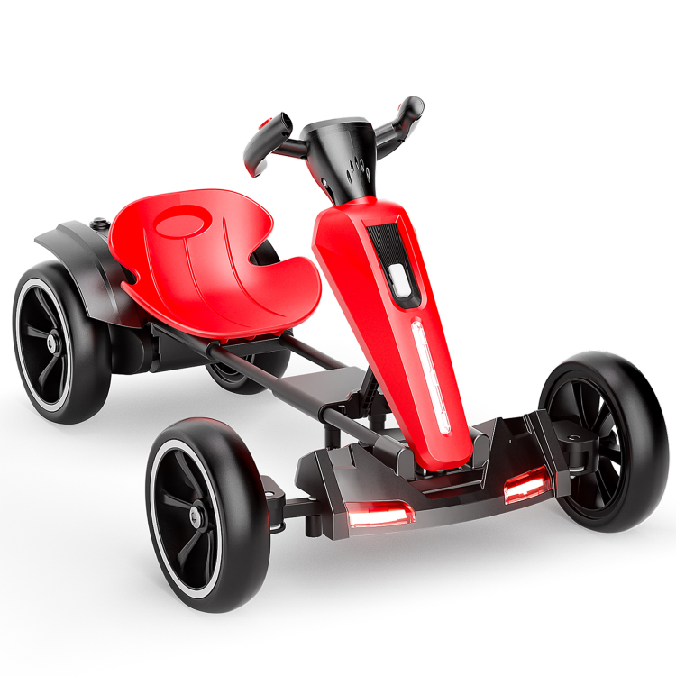 12V Electric Kids Pedal Go Kart, Folder Go Kart, Outdoor Ride On Toy With Adjustable Seat, 4 Non Slip Eva Wheels For Boys And Girls Aged 3 6 Years Old, Red