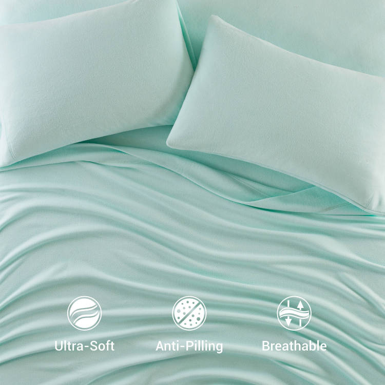 4 Pcs Queen Sheet Set Aqua
