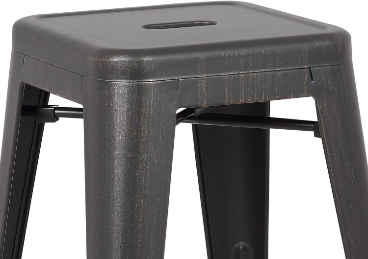 Backless Modern Light Weight Industrial Contemporary Rustic Vintage Costal Metal Bar Stools Without Back And 4 Leg Design Set Of 2 30" Seat, Distressed Black