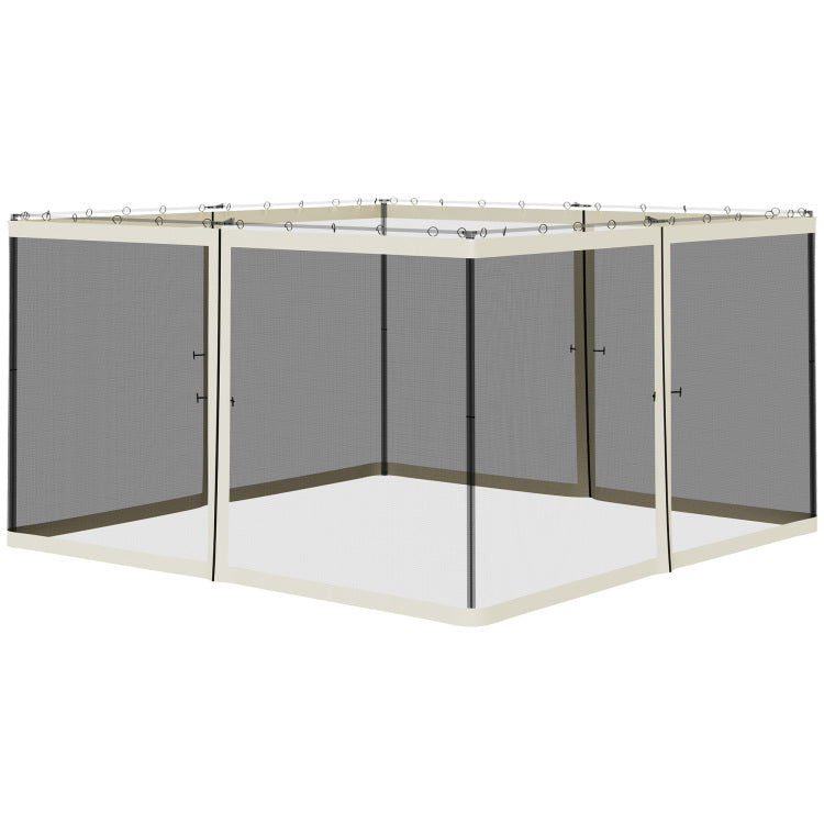 Outsunny 12' X 12' Universal Replacement Mesh Sidewall Netting For Patio Gazebos And Canopy Tents With Zippers, Sidewall Only , Cream