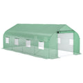 Outsunny 20' X 10' X 7' Walk In Tunnel Greenhouse With Zippered Mesh Door And 8 Mesh Windows, Gardening Plant Hot House With Galvanized Steel Hoops, Green