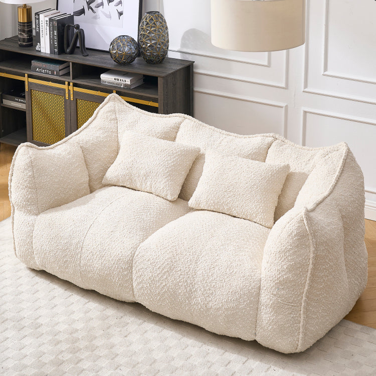 Soft Beanbag Chair With High Resilience Foam Core For Two People. The Comfortable Square Recliner Sofa Is Ideal For Family Members And Friends Engaged In Games, Reading, Watching Tv