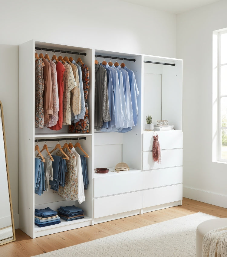Prosper White Freestanding Walk In Wood Closet System