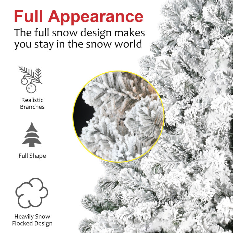 4Ft Flocked Christmas Tree Snowy Pvc Artificial Holiday Tree With 233 Tips, Compact Full Shape, Sturdy Metal Stand, Christmas Tree For Home, Office, Or Apartment Decoration