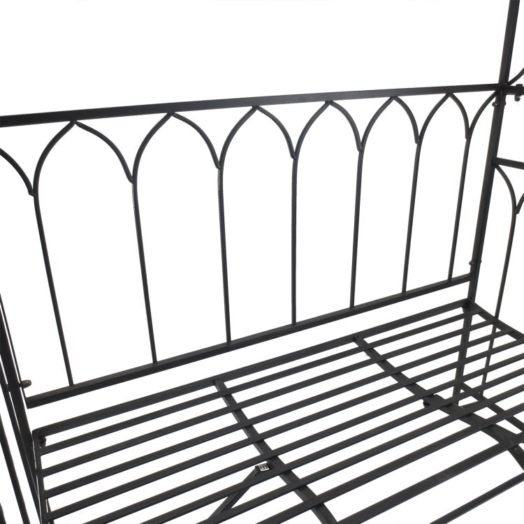 Outsunny Metal Trellis Arbor Arch For Climbing Plants With Garden Bench, Grow Grapes & Vines, Patio Decor & 2 Person Outdoor Steel Decorative Seating, 484 Lbs. Weight Capacity, Black