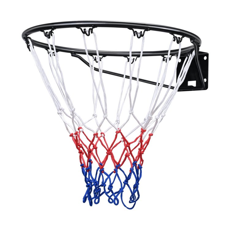 Basketball Rim, Wall Door Mounted Basketball Hoop, Heavy Duty Q235 Basketball Flex Rim Goal Replacement With Net And Double Spring, Standard 18" Indoor Outdoor Hanging Hoop For Kids Adults