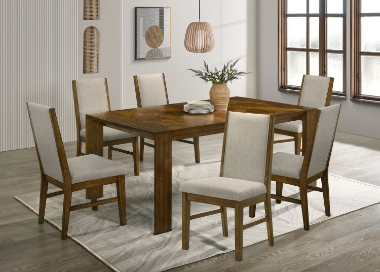 2Pc Tailored Chairs Tufted Upholstered Soft Neutral Fabric Luxurious Comfort Modern Wooden Dining Room Furniture