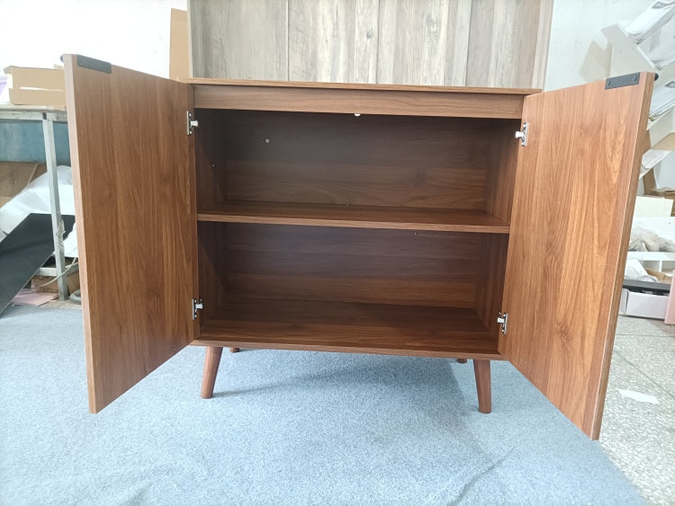 Sideboard Buffet Cabinet With Storage, Farmhouse Buffet Cabinet With Paper Clip Design, Wood Coffee Bar Storage Cabinet For Kitchen, Dining Room, Living Room, Entryway, Walnut,31.5" W
