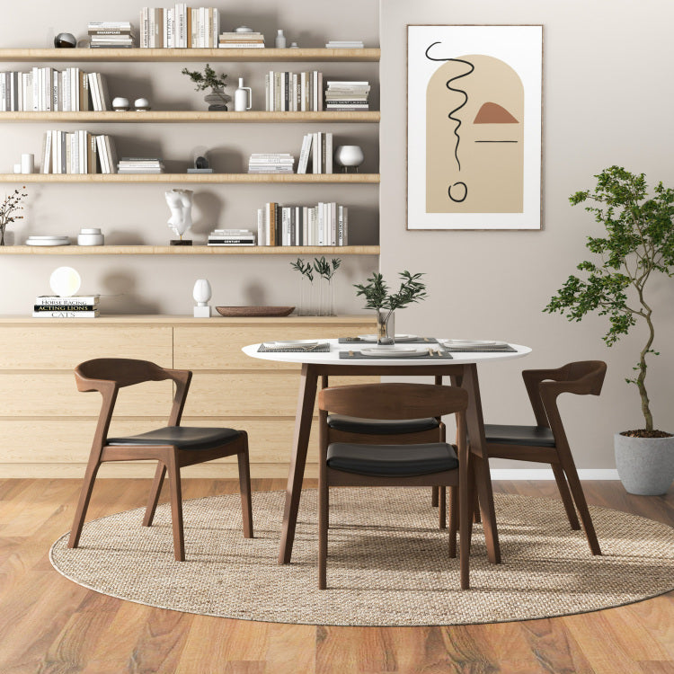 Dakota Solid Wood Black Pu Leather Dining Chair Set Of 2