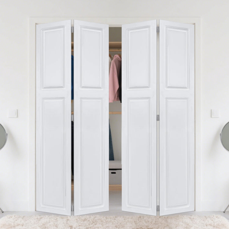 Dual 2Panel Cottagestyle Door 3 4" Thick 46 In. X 80 In. Solid Core White Finished Vinyl Bi Fold Door With Hardware Kit Total Width 92In, Height 80In