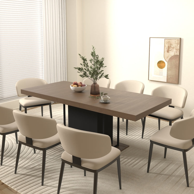 Rectangle Extendable Dining Table For 6 10 People Aged Effect Wood And Black 160 200 Cm