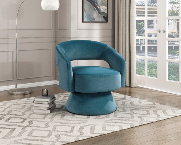 Modern Luxury Swivel Accent Chair 1Pc Dark Teal Velvet Upholstery Solid Wood Stylish Home Furniture