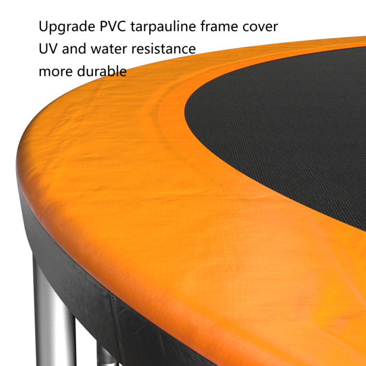 Upgrade 14Ft Trampoline With Basketball Hoop Inflator And Ladder Outer Safety Enclosure Orange