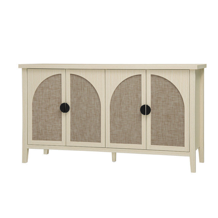 Rattan 4 Door Cabinet, Suitable For Bedroom, Living Room, Study
