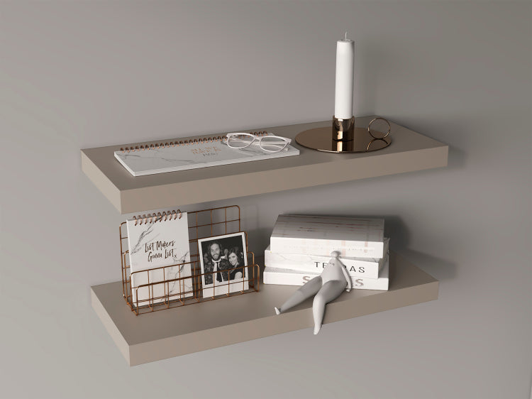 Floating Shelves 1.50" H, 2 Shelves, Taupe