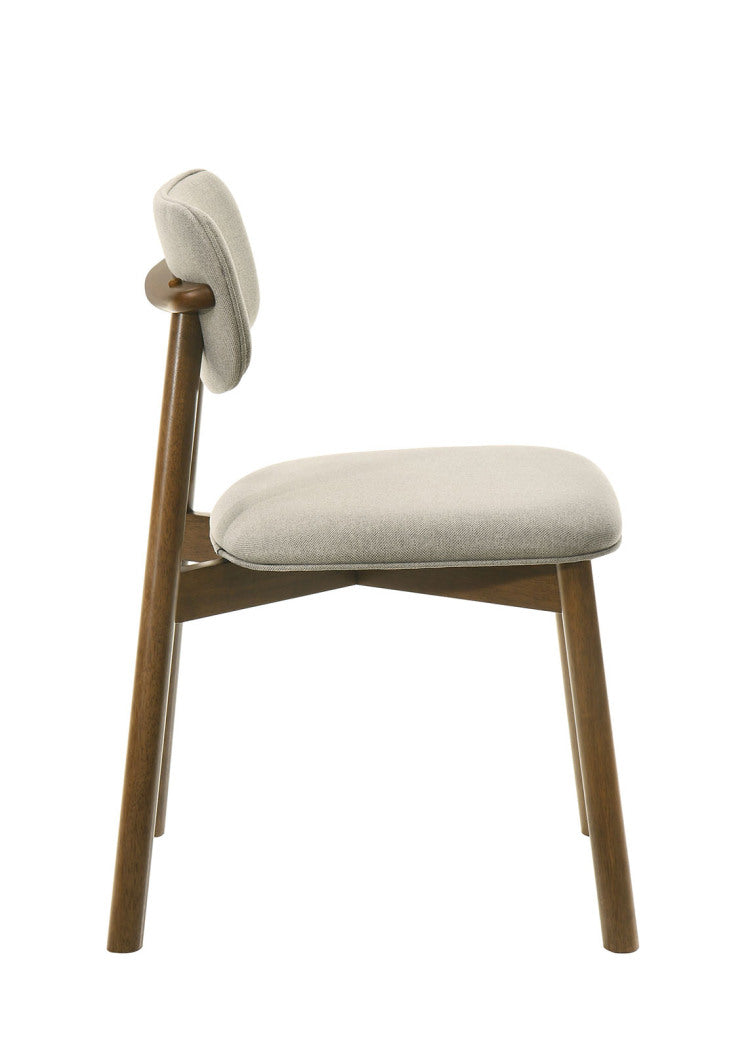 Mid Century Modern Style 2Pc Side Chair Upholstered Polyester Walnut And Beige Finish Dining Room