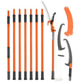 Manual Pole Saw, 7.3 27 Ft Extendable Tree Pruner, Sharp Steel Blade And Scissors High Branches Trimming, Branch Trimmer With Lightweight 8 Fiberglass Handles, For Pruning Palms And Shrubs