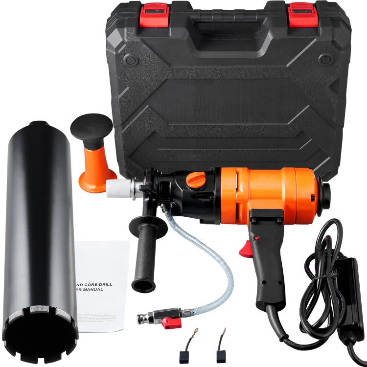Diamond Core Drilling Machine, 4In Handheld Wet Concrete Core Drill Rig, 1100 2400Rpm Two Speed & 1 1 4" Thread & 2 Bubble Levels, 3 4In Drilling Diameter For Concrete Brick Block Stone, 1500W