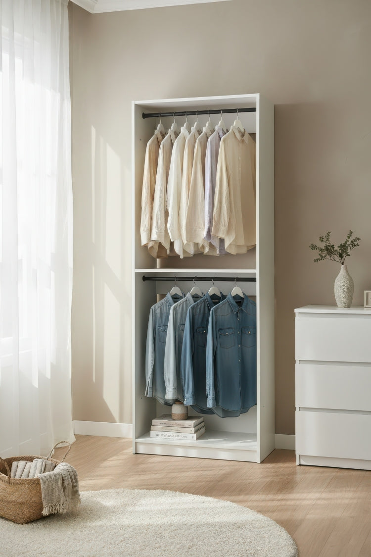 Prosper 32" White Wood Walk In Closet With Two Rods