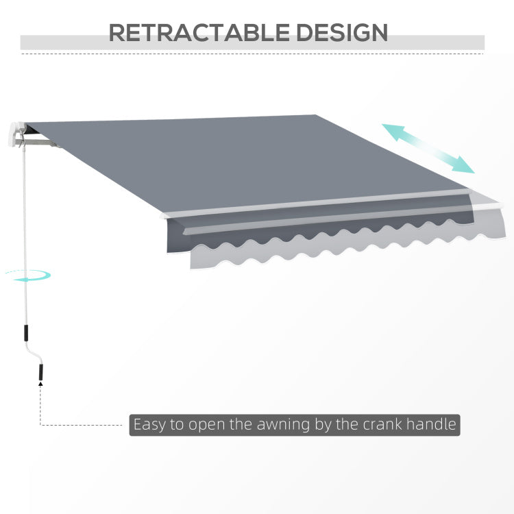 Outsunny 10' X 8' Retractable Awning, Patio Awnings, Sunshade Shelter W Manual Crank Handle, Uv & Water Resistant Fabric And Aluminum Frame For Deck, Balcony, Yard, Dark Gray