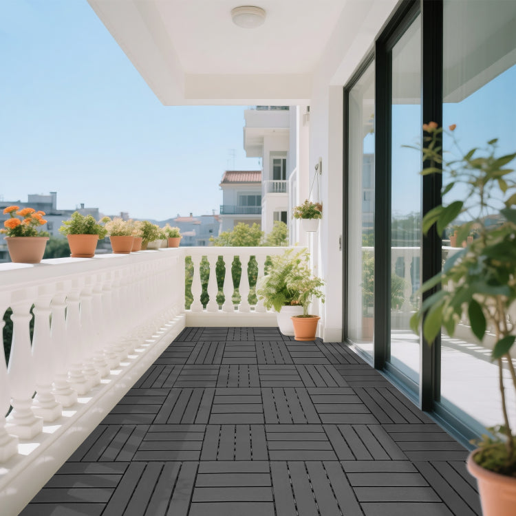 Plastic Interlocking Decking Tiles, 44 Packs Of Terrace Decking Tiles, 12 Inches X 12 Inches Waterproof For All Weather Use, Backyard Pool Decking Tiles, Dark Gray