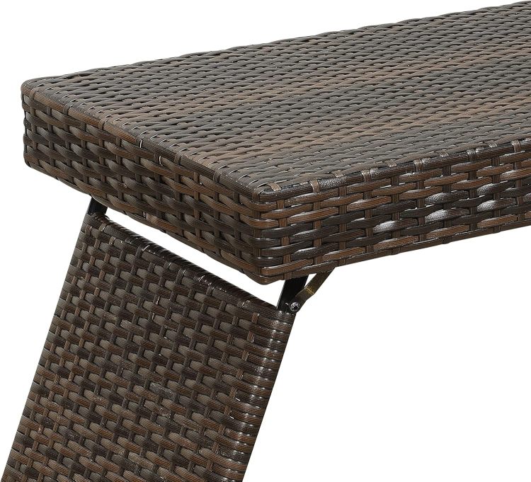 Portable Folding Wicker Table, Brown