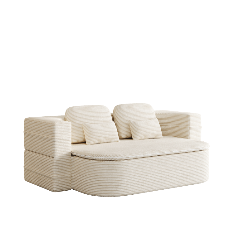75''2 In 1 Foldable Sofa,Convertible Sleeper Foam Sofa Bed With Multi Functional Blanket, Corduroy Floor Folding Sofa Bed, Floor Sofa Lounge Sofa For Living Room Bedroom Lounge Studio
