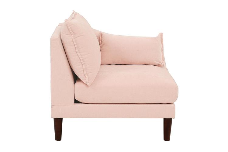 Beautiful Blush Pink Laf Raf One Arm Chair Morgan Fabric 1Pc Chair Pillow Soft Cushion Wood Legs Living Room Furniture