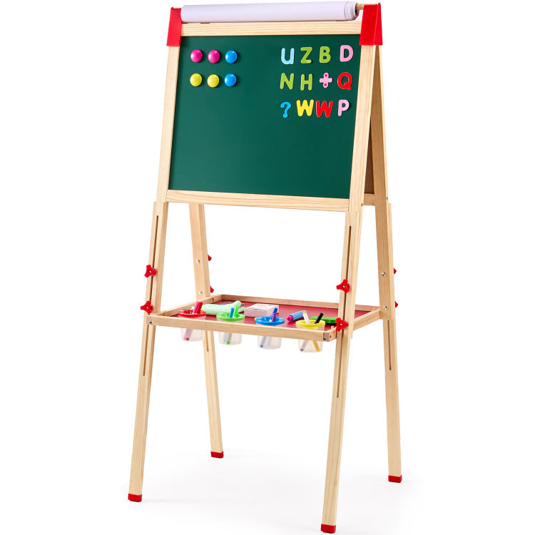 3 In 1 Kids Art Easel Double Sided Wooden Magnetic Whiteboard Chalkboard
