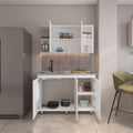 Kitchen Cabinet Set, 6 Doors, 9 Shelves, White Kitchen