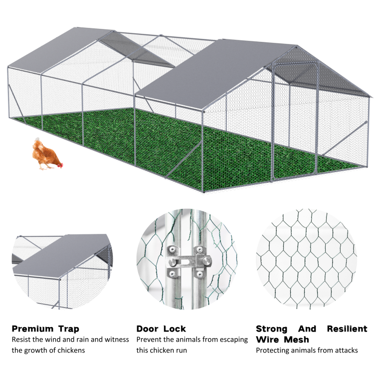Xpt036 118.11*314.96*78.64 Inch Outdoor Chicken Coop Metal Big Space 26*10*6Ft