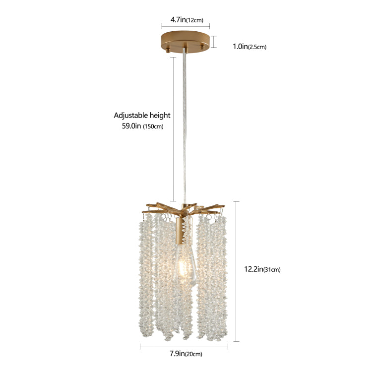 Luxury 3 Pack Crystal Pendant Lights, Elegant Golden Finish Chandelier With Waterfall Bead Design No Bulbs