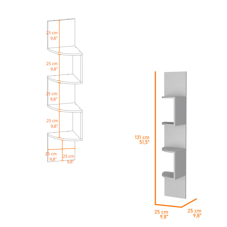 Rosebud Corner Floating Shelf: Modern Full Wall 4 Shelf Unit