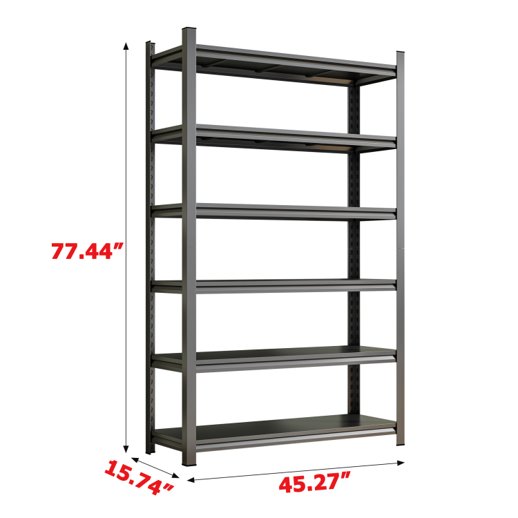 Garage Storage Rack, 6 Story Metal Shelves, Adjustable Partition Storage Unit, Supermarket, Home, Garage, Basement Storage Rack, Black, Requires Assembly