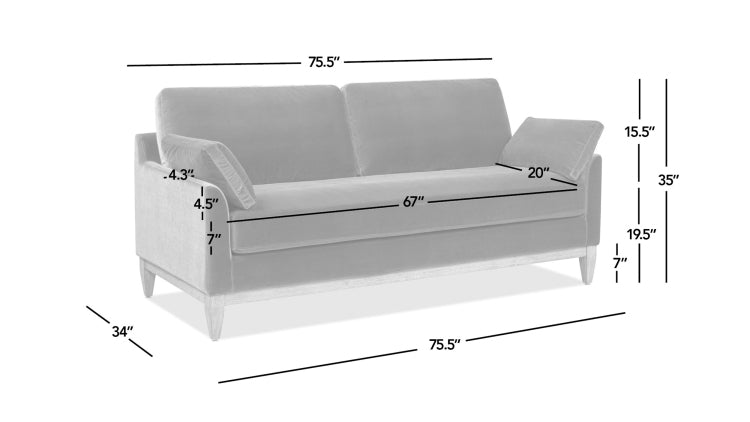Pasadena 75.5" Modern Farmhouse Sofa, Olive Green Performance Velvet