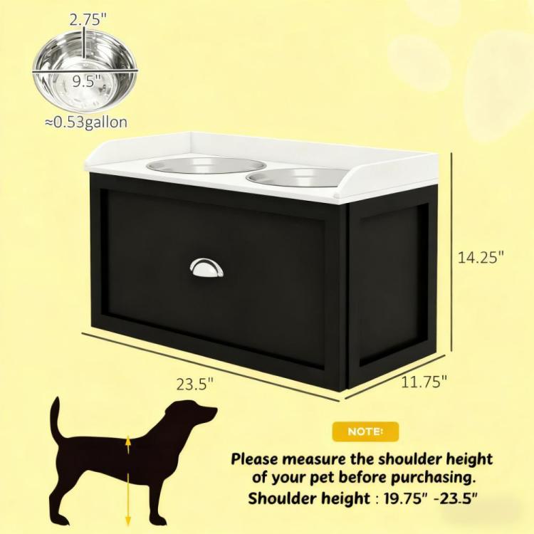 Pet Dish Bowl Set With Storage,Pet Feeding Station,For Large Sized Dogs