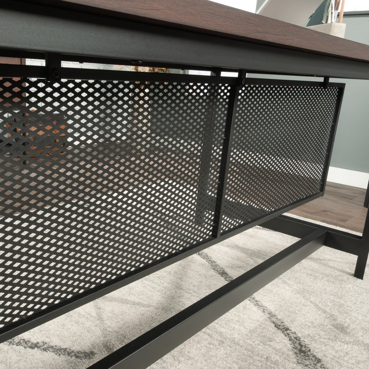 Industrial Table Desk With Spacious Work Surface, Brown Finish