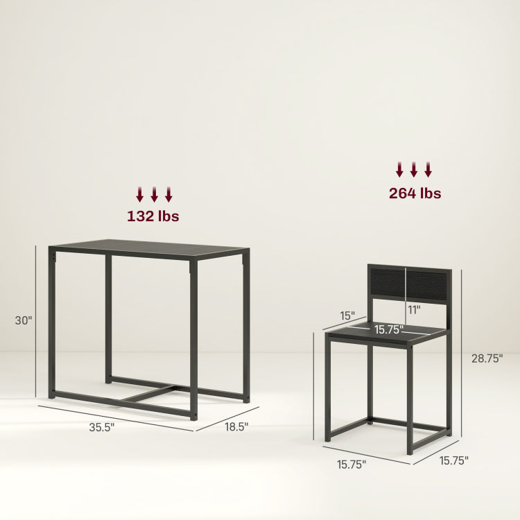 Homcom 3 Piece Industrial Dining Table Set For 2, Kitchen Table And Chairs, Dining Room Sets For Small Spaces, Black