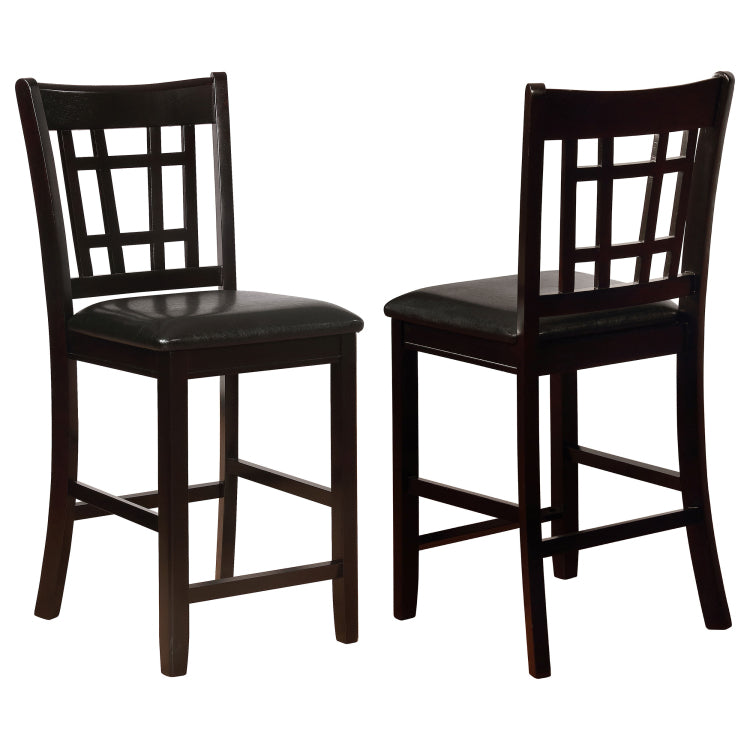 Black And Espresso Lattice Back Counter Height Stools Set Of 2