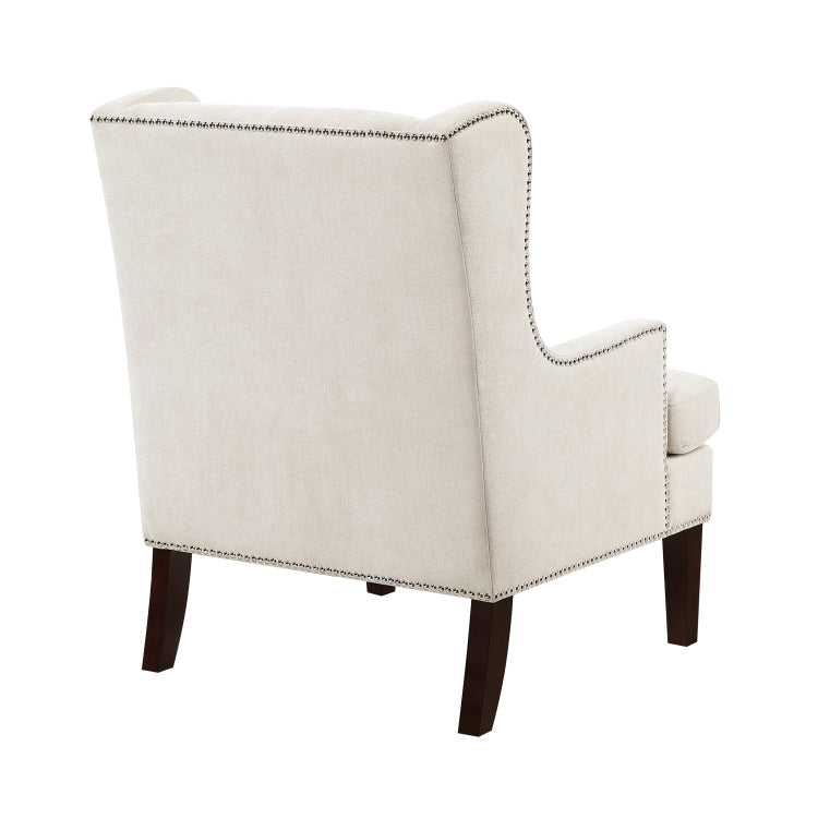 1Pc Accent Chair Foam Cushion Seat Beige Fabric Upholstery Nailhead Trim Living Room Furniture