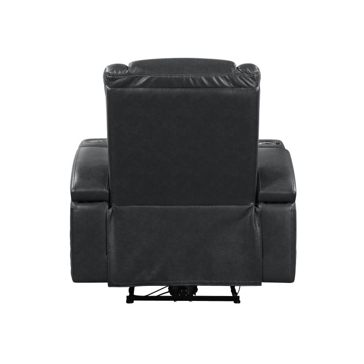 Alair Dark Gray Leather Aire Power Motion Recliner W Bluetooth, Wireless Charger & Cupholder