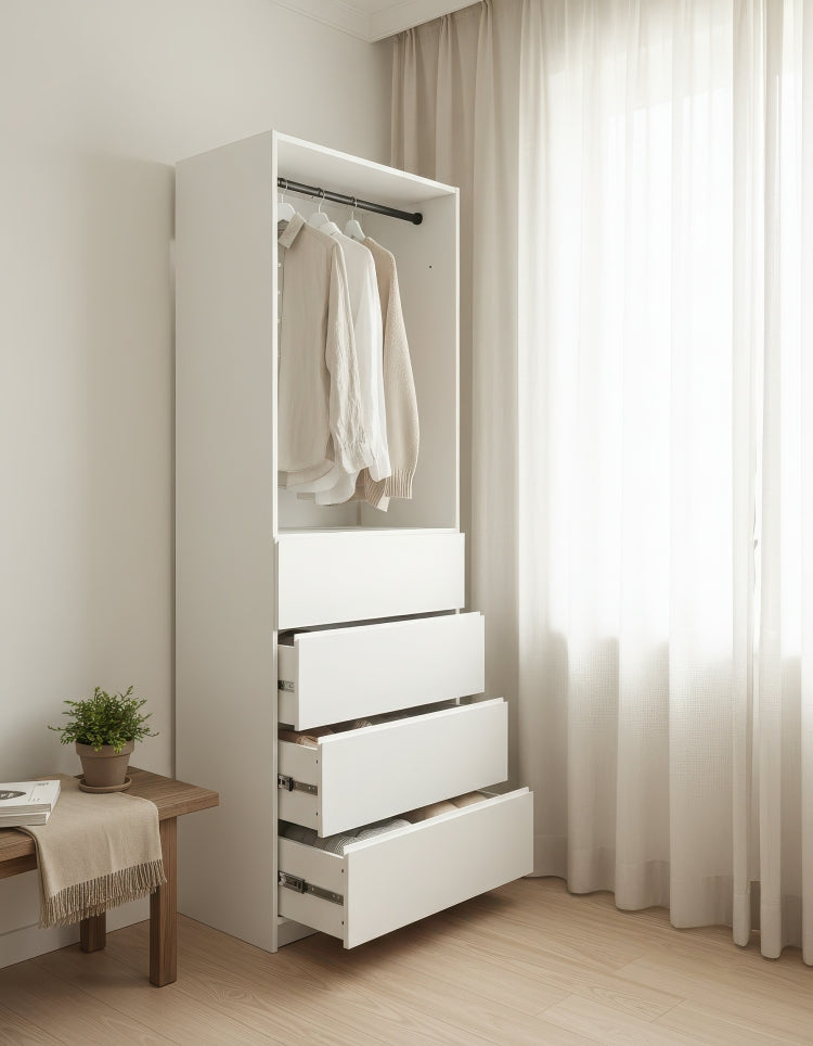 Prosper 32" White Wood Walk In Closet With Four Drawers